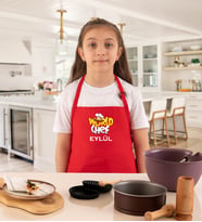 Kişiye Özel Küçük Aşçılara Kız Çocuk Mutfak Önlüğü World Chef