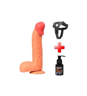 Belden Bağlamalı 27,5 cm Dev Boy Realistik Vantuzlu Dildo Penis