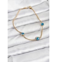 316L Çelik Gold Renkli Nazar Boncuk Model Kadın Bileklik - TJ-BB8164