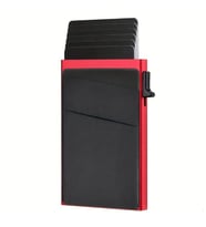 Valkyrie Premium Slim Metal Otomatik Kartlık – RFID Korumalı, Mekanizmalı, 10+ Kart Kapasiteli Kırmızı