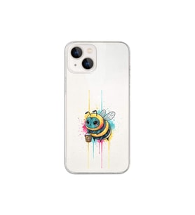 iPhone 14 ile uyumlu Splash arı tasarımlı şeffaf silikon kılıf