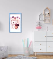 BK Home Sevimli Kedi Tasarımlı Dekoratif Mavi Ahşap Çerçeveli Çocuk Odası Tablo-6