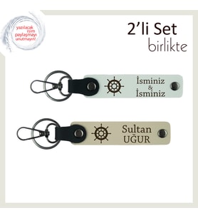 Denizciliği Sevenlere Anlamlı Armağan, Gemi Dümeni Anahtarlık Seti, Beyaz-Sütlü Kahve