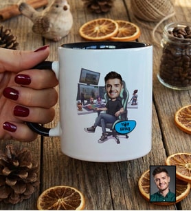 Kişiye Özel Karikatürlü Gamer Arkadaşa Hediye Kupa Bardak Doğum Günü Hediyesi