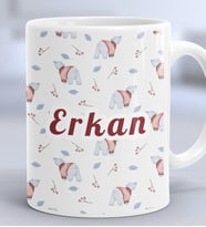 Kişiye Özel Tatlı Ayıcık Desenli Hediye Kupa Bardak Arkadaşa Hediye (Beyaz)