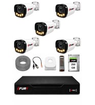 FURY 5 Kameralı Güvenlik Kamera Seti 4 Warm LED Gece Renkli Görüş 250 GB HDD