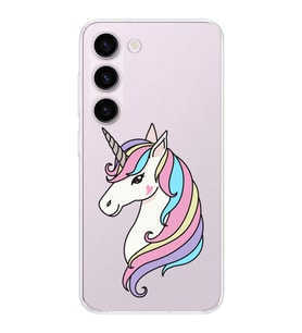 Samsung Galaxy S23 Plus Uyumlu Kamera korumalı Kapak Unicorn Tasarımlı  Şeffaf Kılıf