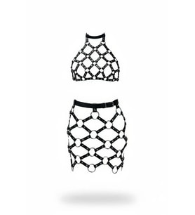 Mulvxbrf Brf02 Siyah Etek Suni Deri Etek Metal Halkalı Mini Etek - Brf1289 (Mulvix)