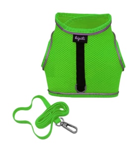 Çift Kilitli Sportif Kedi Köpek Göğüs Tasma Seti 30-38 cm Small Yeşil