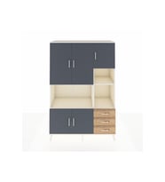 Hyperion Dolap 9 Raflı 3 Çekmeceli 5 Kapaklı 132x44x195 Aytaşı-Antrasit/Çam