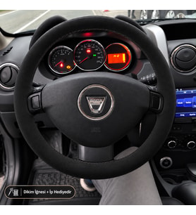 Dacia Logan MCV Direksiyon Kılıfı Alcantara Süet Monza Black Serisi Siyah 2012-2016