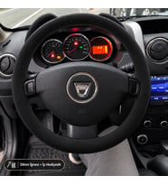 Dacia Logan MCV Direksiyon Kılıfı Alcantara Süet Monza Black Serisi Siyah 2012-2016