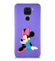 Xiaomi Redmi Note 9 Soft Premier Kapak Minnie Mouse-E Tasarımlı Silikon Kılıf - Mor (Şeffaf)