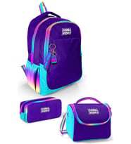 Coral High Kids Rainbow Fermuarlı Mor 3'lü Okul Çanta Seti SET0123662