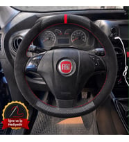 Fiat Grande Punto Dikme Direksiyon Kılıfı Alcantara Süet Mat Karbon Kırmızı Yüzük ve Dikiş 2005-2009