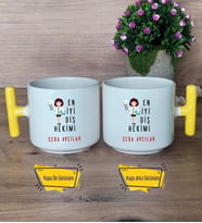 En İyi Diş Hekimi Kupa Bardak T Sarı Kulplu Diş Hekimine Diş Hekimleri Günü Hediyesi