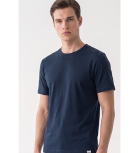 Lacivert Bisiklet Yaka Kısa Kol Slim Fit Pamuklu Tişört 1011265166