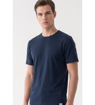 Lacivert Bisiklet Yaka Kısa Kol Slim Fit Pamuklu Tişört 1011265166