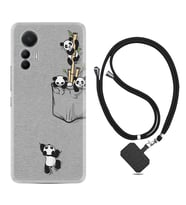 Xiaomi 12 Lite Kılıf Silikon Boyun Askılı İpli Desenli Silikon Pandalar 1798
