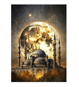 Dolunay Ve Cami Dekoratif ahşap Tablo