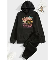Unisex Brand New Journey Baskılı Eşofman Takımı (Siyah)