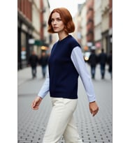 Kadın Oversize Renk Bloklu Bisiklet Yaka Gömlek Detaylı Uzun Kollu Triko Kazak Rahat Modern Şıklık