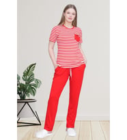 Mecit 6202 Kırmızı Çizgili Büyük Beden Kadın Pijama Takımı