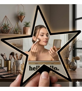 Yıldız Tasarım Kırılmaz Pleksi El Aynası - 10X10 Cm Unisex Çanta Boyu