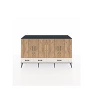 Kronos Konsol 6 Raflı 3 Çekmeceli 4 Kapaklı 176x59x99 Antrasit-Çam/Aytaşı