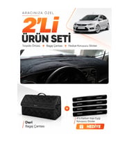 FORD FOCUS 2.5 HATCHBACK KAPAKLI (2008-2011) Uyumlu Torpido Örtüsü + Deri Bagaj Çantası Seti - Siyah