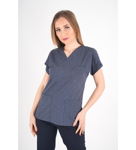 Unisex Bronz Yıldız Desenli Doktor Hemşire Hastane Aşçı Scrubs Tek Üst Üniforması