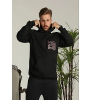 Erkek Oversize Üç İplik Kapüşonlu Sweatshirt –Sırt Ve Ön Baskılı, Kanguru Cepli, Rahat Kalıp Maskot
