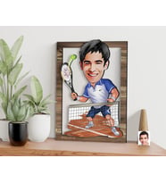 BK Gift Kişiye Özel Erkek Tenis Oyuncusu Karikatürlü 3D Ahşap Tablo, Sevgiliye Hediye, Arkadaşa Hediye, Yıl Dönümü Hediyesi, Doğum Günü Hediyesi-1