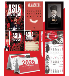 Asla Vazgeçme - Ayraç - Kartpostal - Poster - Yaşamak Cesaret İster -  2026 Ajanda Kalpaklı - Ay Yıldız Duvar Takvimi - Masa Takvimi