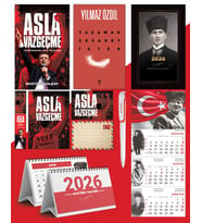 Asla Vazgeçme - Ayraç - Kartpostal - Poster - Yaşamak Cesaret İster -  2026 Ajanda Kalpaklı - Ay Yıldız Duvar Takvimi - Masa Takvimi