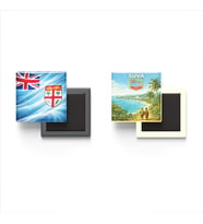 Buzdolap Magnetleri - Fiji Bayrağı ve Suva Retro Tema - 2'li Set Magneti