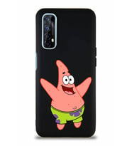 Realme 7 Soft Premier Kapak Patrick Yıldız Tasarımlı Silikon Kılıf - Siyah (Şeffaf)