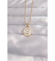 316L Çelik Gold Renk Beyaz Mineli Karışık Figürlü Tarot Kolye