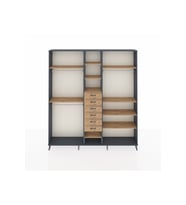 Arges Gardrop 10 Raflı 6 Çekmeceli 3 Askılı 220x30x243 Antrasit-Çam