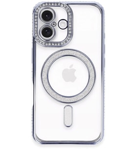 Newface Apple iPhone 16 Plus Kılıf Joke Simli Magneticsafe Kılıf - Mavi
