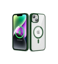 Apple iPhone 14 Uyumlu Kılıf M-safe Wireless Şarj Özellikli Silikon Zore Ege Kapak (Koyu Yeşil)