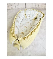 Baby Nest Gökkuşağı Fırfırlı Ortopedik Çift Taraflı Bebek Yatağı Anne Yanı Bebek Yatağı