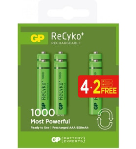 GP AAA 950 mAh Şarjlı İnce Kalem Pil 4+2'li Paket GP100AAAHCE4-2BB