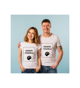 Çift Kişilik Tişört Kişiye Özel Baskı Sevgili T-Shirt (Her iki bedeni de tek tek sepete ekleyiniz) (Beyaz)