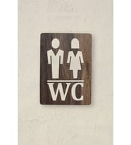 Kadın-Erkek WC Yönlendirme Levhası - Ceviz