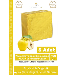 %100 Doğal Güzel Kokulu El Yüz Saç Vücut Cilt Orijinal Bitkisel Ayva Çekirdeği Sabunu 100G - 5 Adet