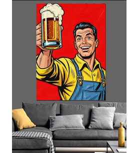 Bira Seven Adam Popart Dekoratif Kanvas - Mdf Ahşap Tablo