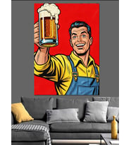 Bira Seven Adam Popart Dekoratif Kanvas - Mdf Ahşap Tablo