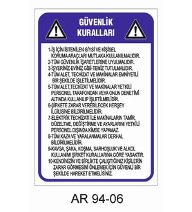 İŞ GÜVENLİĞİ UYARI LEVHASI 1 ADET PVC 21 X 29CM