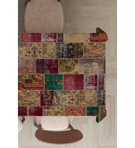 Çok Renkli Patchwork Dokuma Leke Tutmaz Masa Örtüsü MSO293
